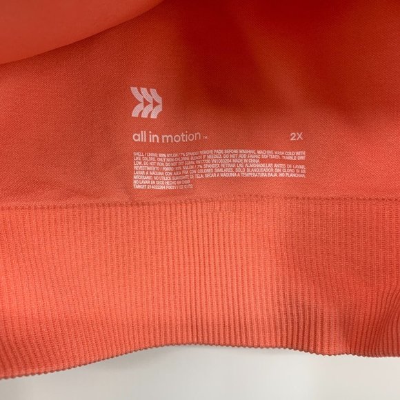 All In Motion Sports Bra Plus 2X (40DD) Seamless Medium Support Racerback - Picture 10 of 10